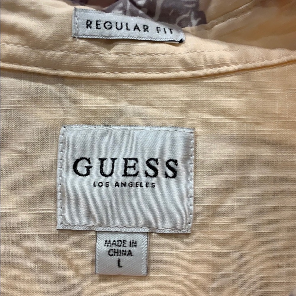 Guess button down dragon shirt peach Large - Picture 5 of 6